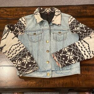 Maison Scotch & Soda Aztec Sleeved Denim Jean Jacket Size 2